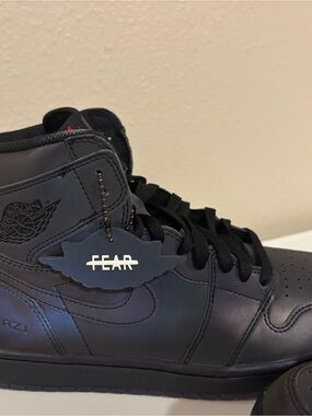 Jordan Black High-Top Sneakers with FEAR Tag
